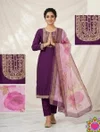 Si 336 Slub Cotton With Embroidery Work Top With Bottom Dupatta